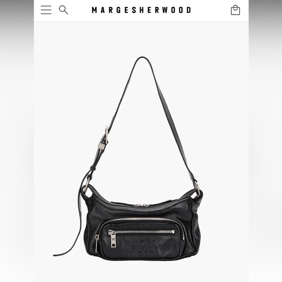 Margesherwood Handbags - Marge Sherwood Outpocket Hobo Mini (black glossy plain)